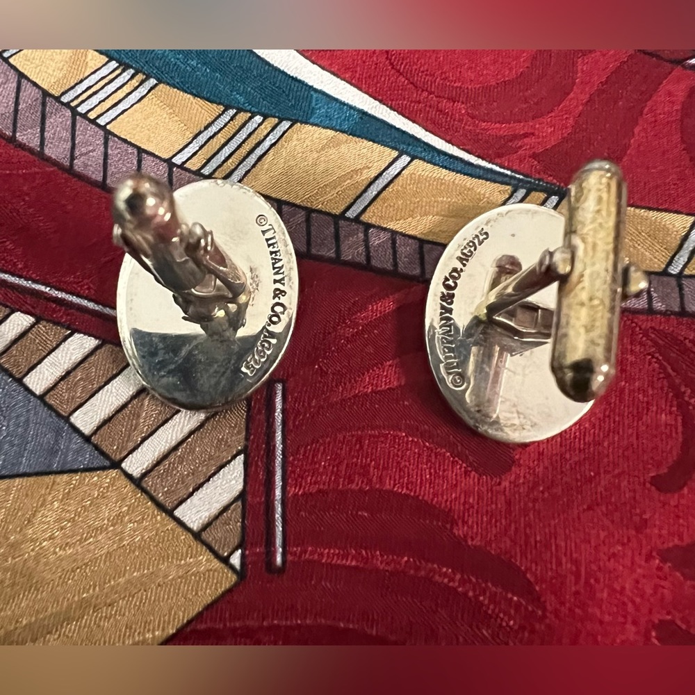 Authentic Tiffany & Co. 925 Silver Oval Cufflinks Gem